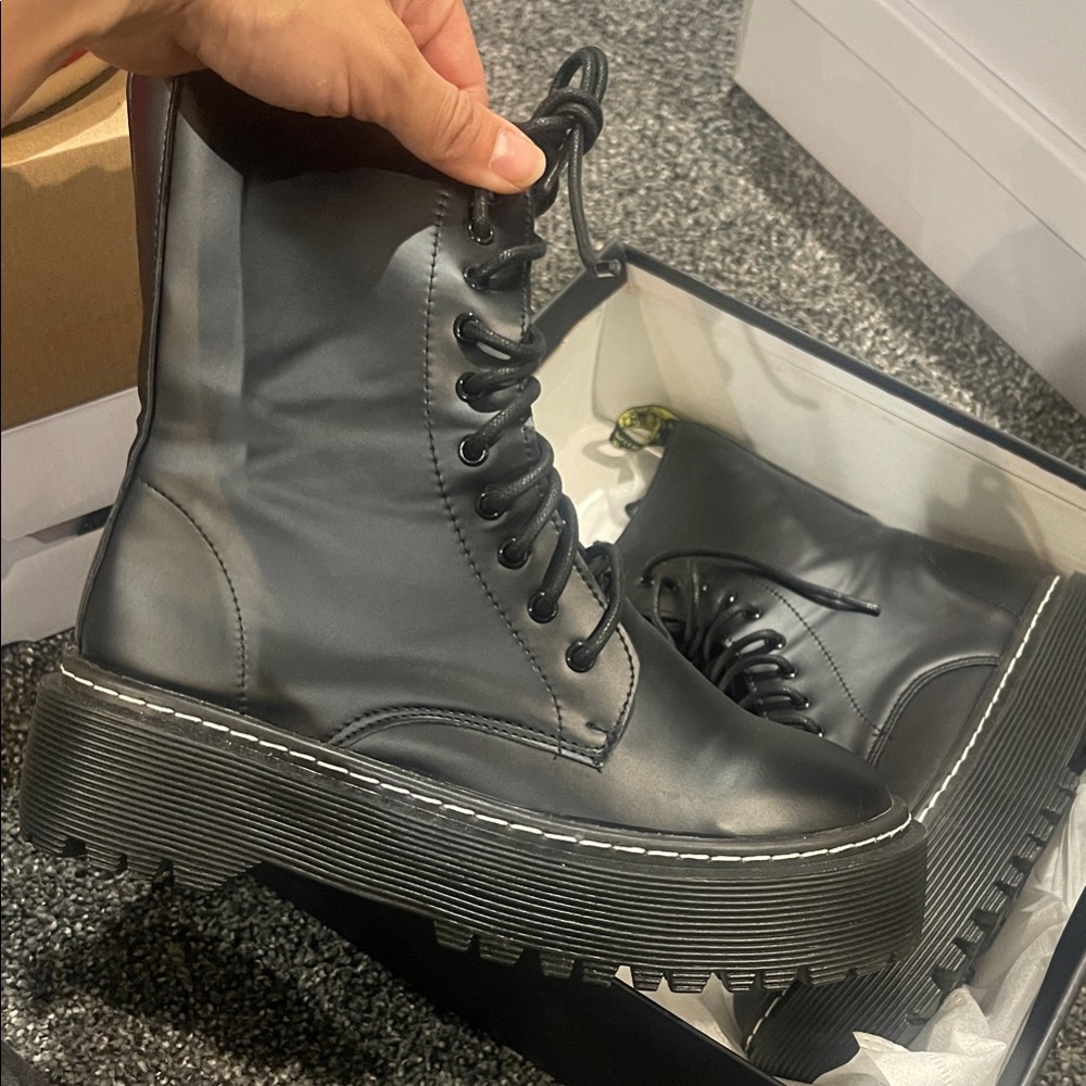 Topshop Black Combat Boots
